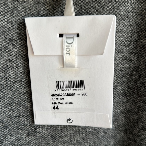 🌸 NWT Christian DIOR Cashmere & Lamb Wool Sheath Dress Grey Cream size 12 - Picture 4 of 11